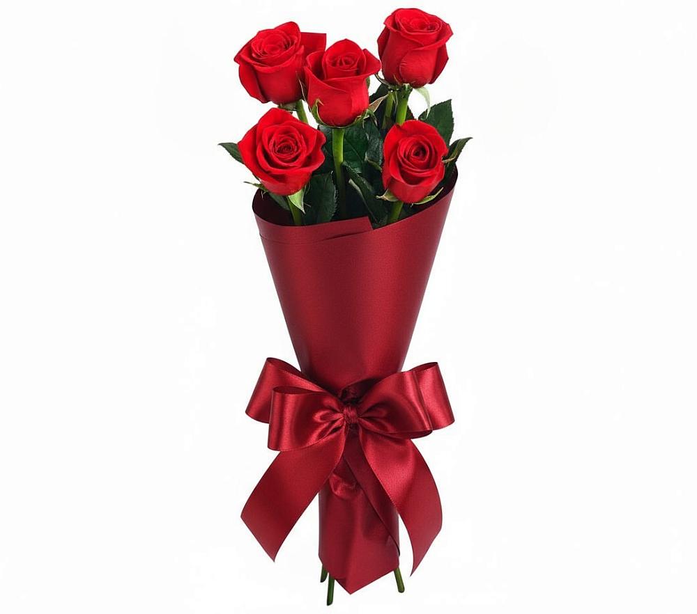Букет 5 Красных роз Эдлесс Лав в Толмачёво