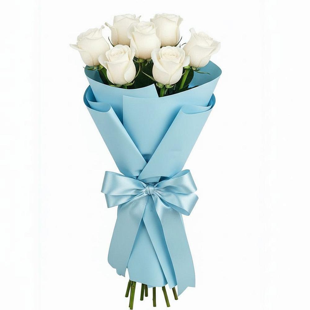 Букет 7 белых роз Проуд в Толмачёво