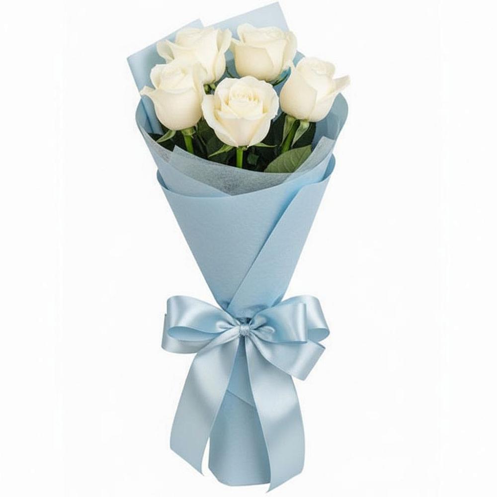Букет 5 Белых роз Проуд в Толмачёво