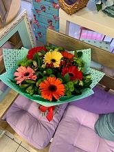 Букет цветов из:  Герберы, Хризантемы и Альстромерии #REPLACE_PRED# Толмачёво