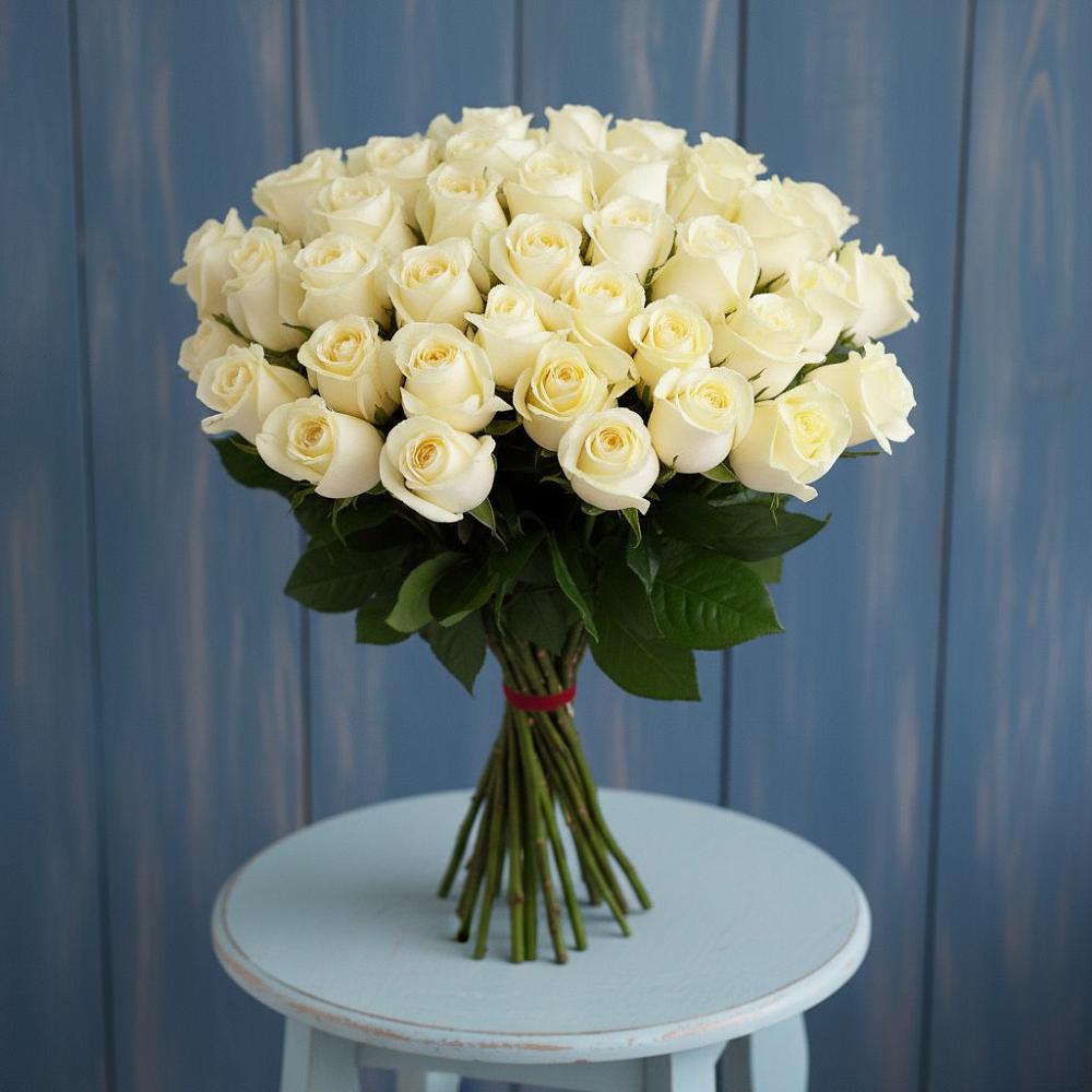 Букет 51 Белая роза Эдлесс Лав в Толмачёво