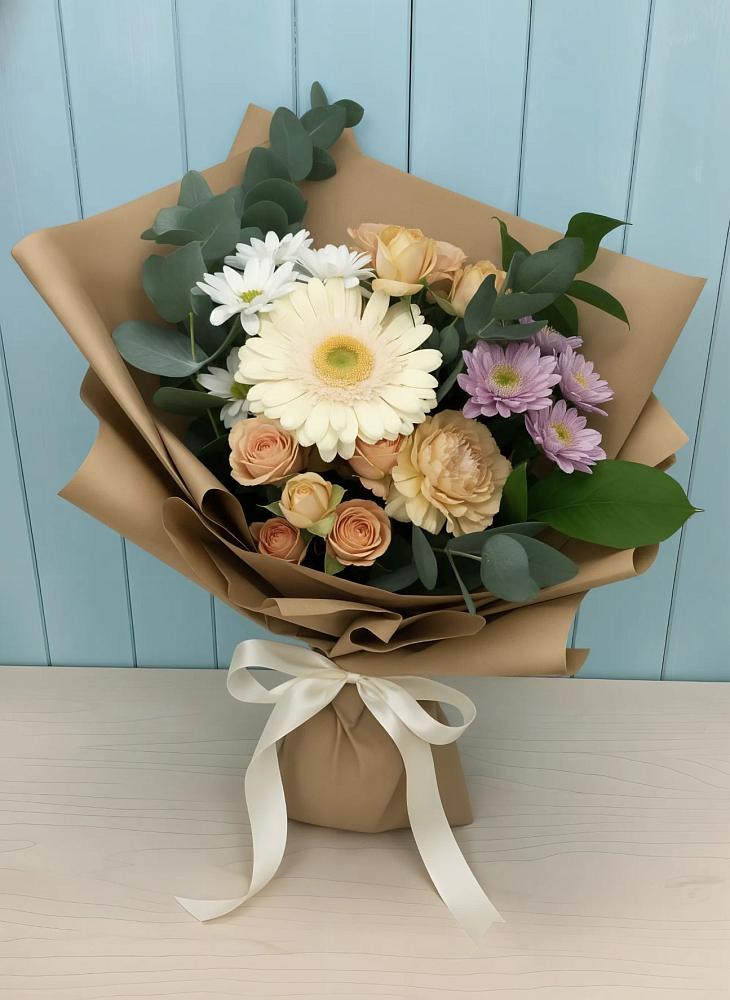 Букет цветов из: Герберы и Хризантемы в Толмачёво