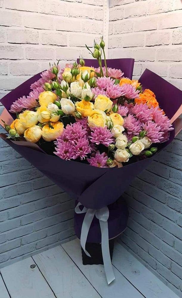 Букет цветов из: Хризантемы и Розы в Толмачёво