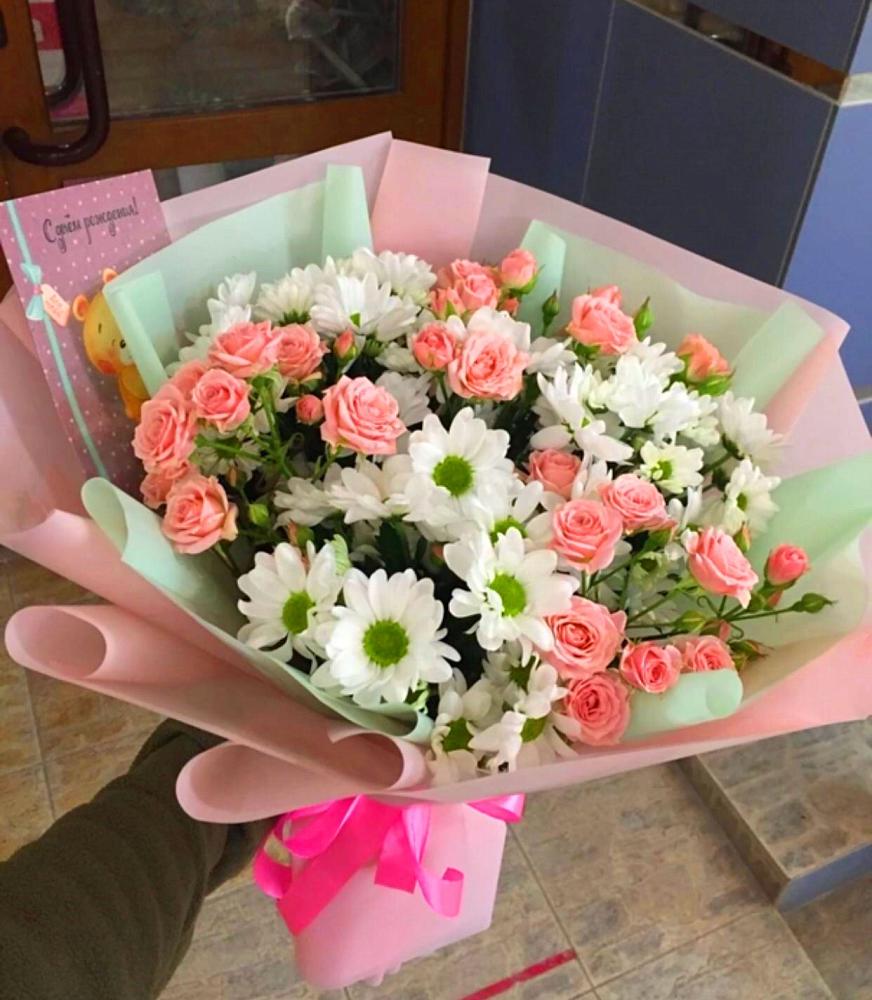 Букет цветов из: Розы и Хризантемы в Толмачёво