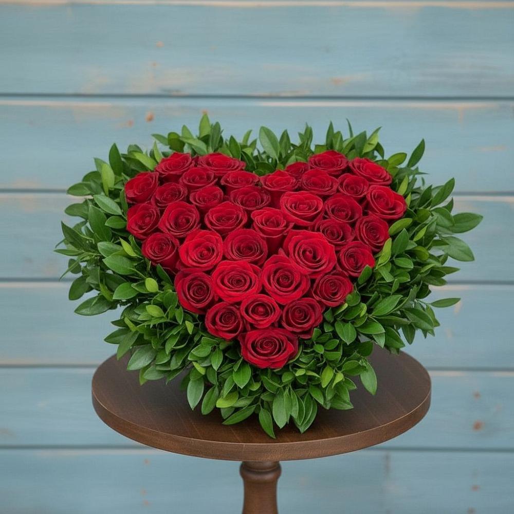 Цветочная композиция из Розы в виде сердца в Толмачёво