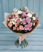 Букет цветов из:  Хризантемы, Розы и Альстромерии в Толмачёво