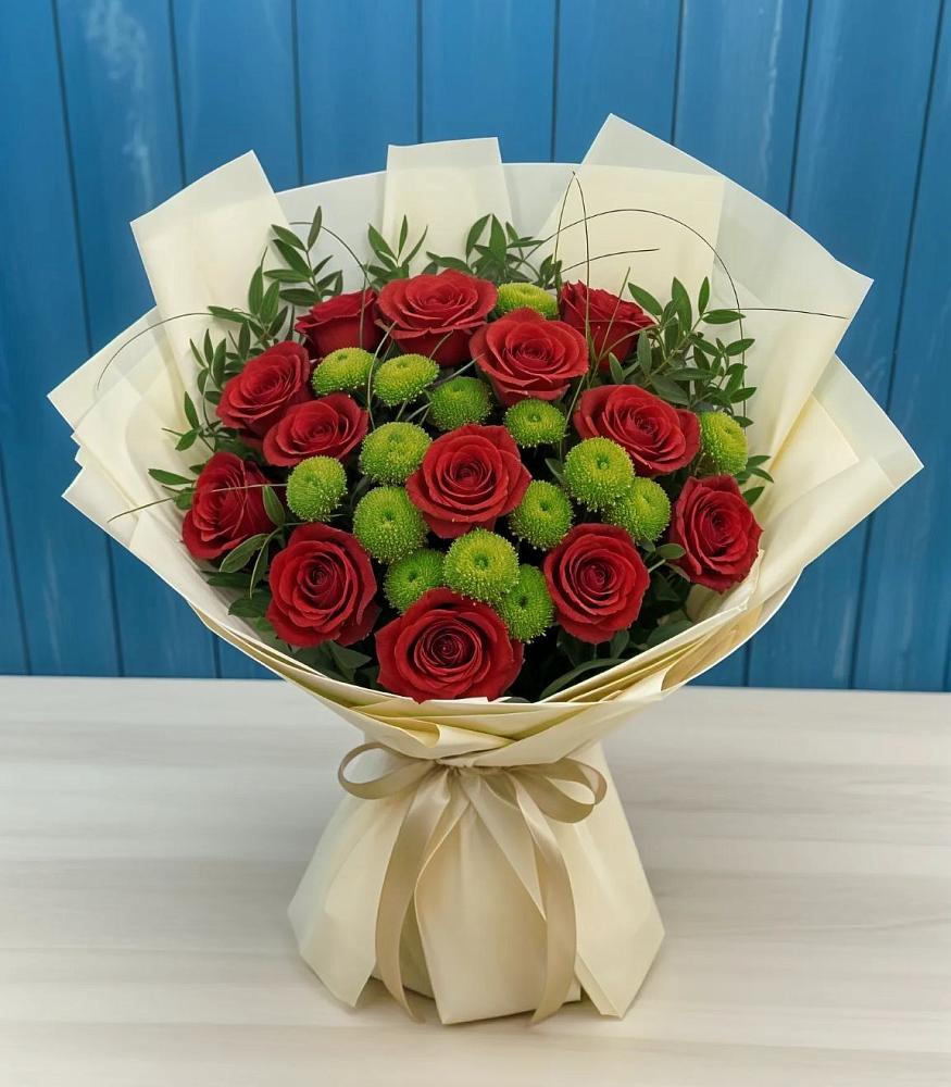 Букет цветов из: Розы и Хризантемы в Толмачёво