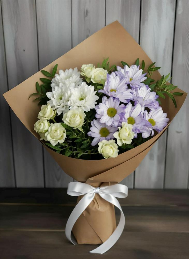 Букет цветов из: Хризантемы и Розы в Толмачёво